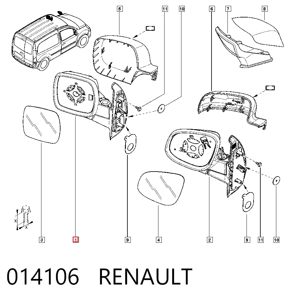 Do koszyka Lusterko wsteczne lewe Renault Kangoo II FW0