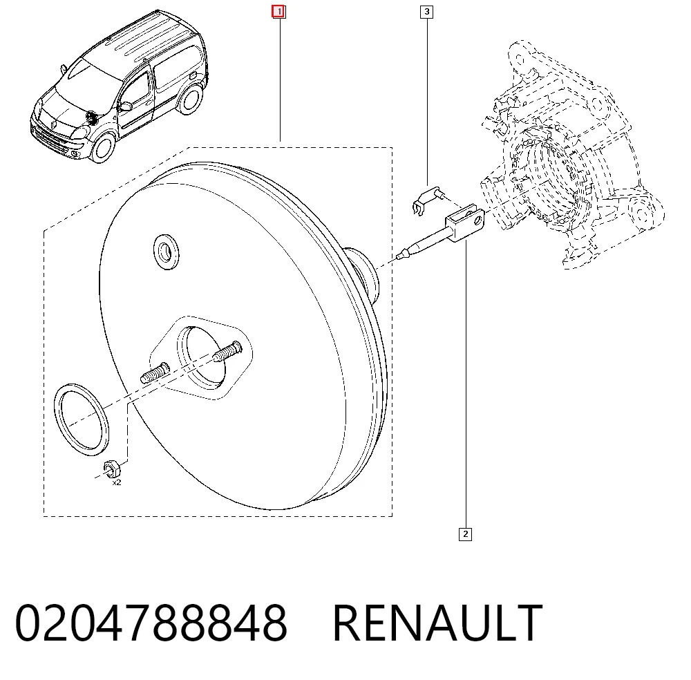 Wzmacniacz próżniowy hamulców Renault Kangoo II awangarda (FW0) (2008 - 2021) cena, od 64,81 USD