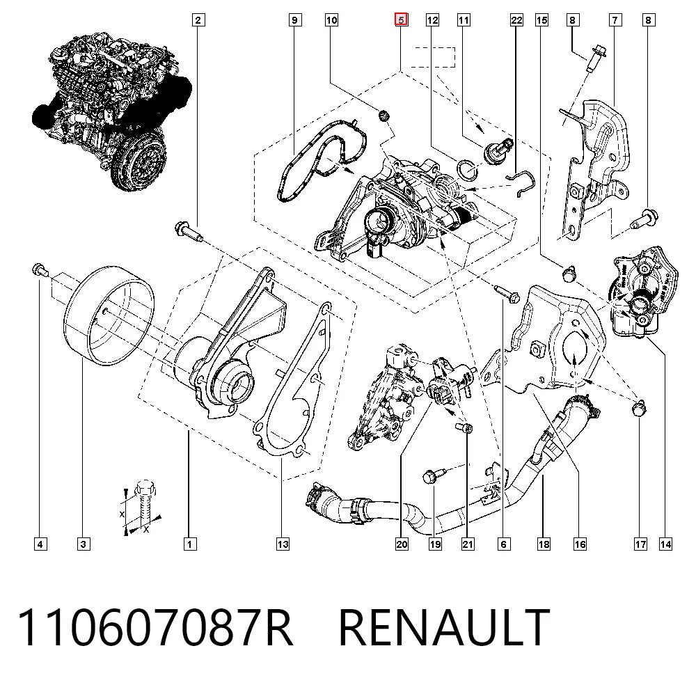 110607087R Renault (RVI) Obudowa termostatu