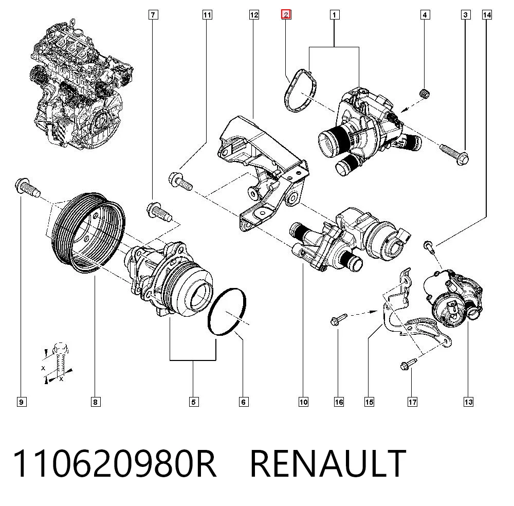 Uszczelka termostatu do Renault Scenic GRAND III JZ0, JZ1