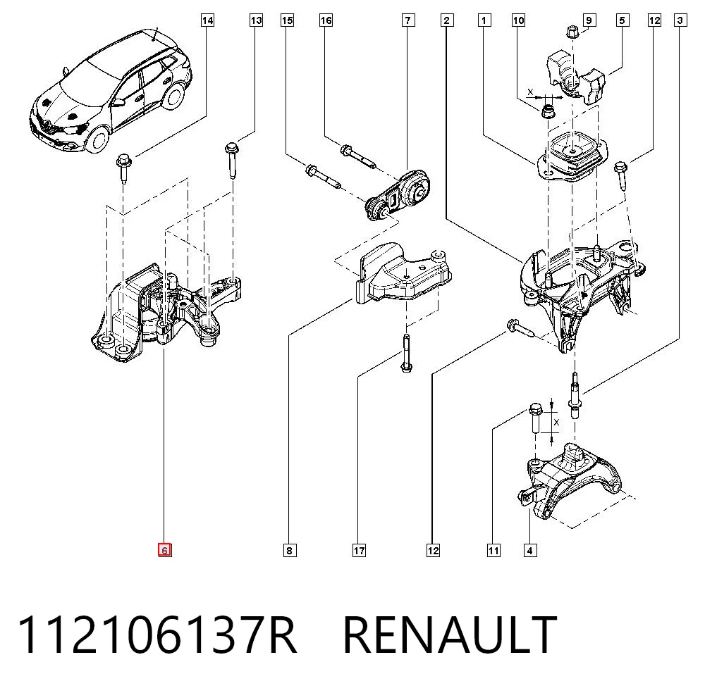 Do koszyka Poduszka (podpora) silnika prawa Renault Megane IV K9A, K9M, K9N