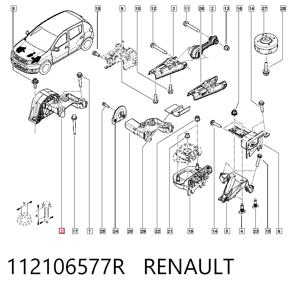 Poduszka (podpora) silnika prawa Renault SANDERO II STEPWAY hatchback (B8) (2012 - 2026) cena, od 56,28 USD