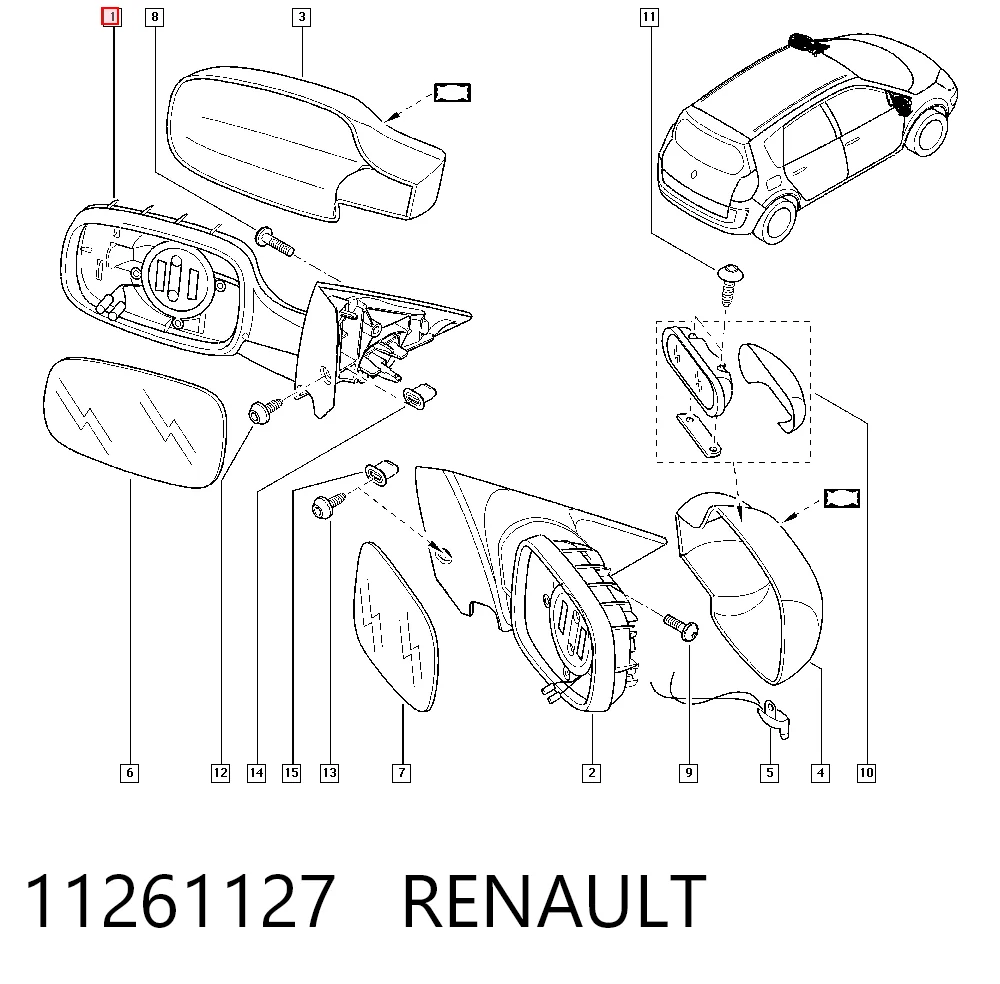 Lusterko wsteczne lewe do Renault Scenic II JM0, JM1