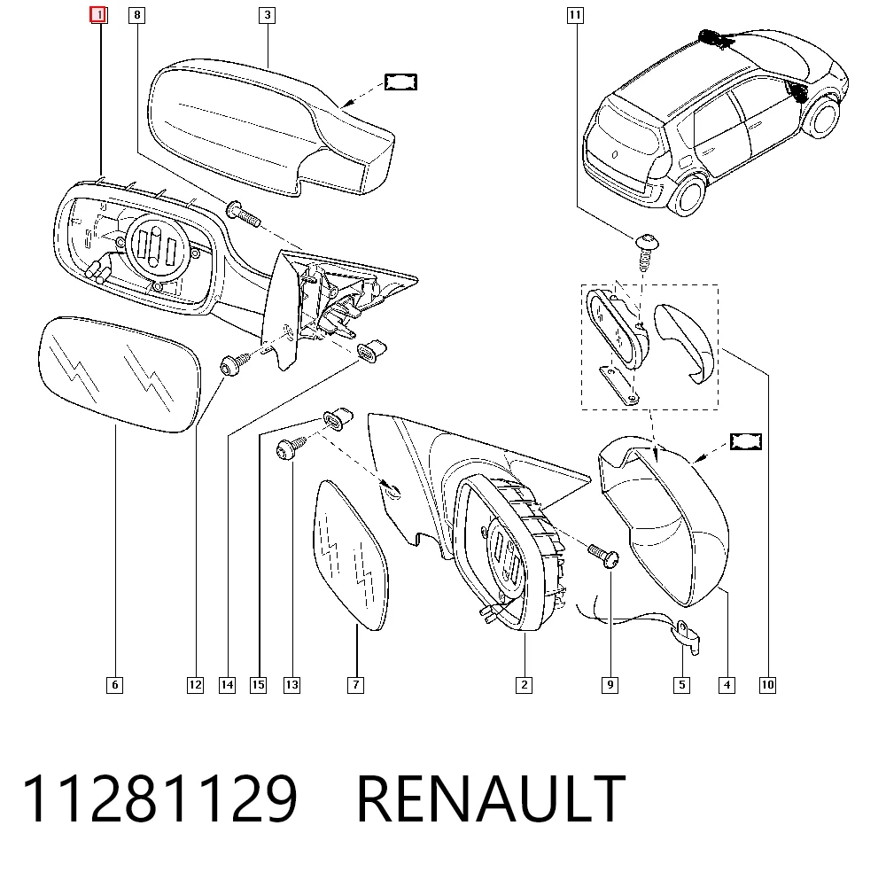 Lusterko wsteczne lewe Renault Scenic II minivan (JM0, JM1) (2003 - 2009) cena, od 52,85 USD
