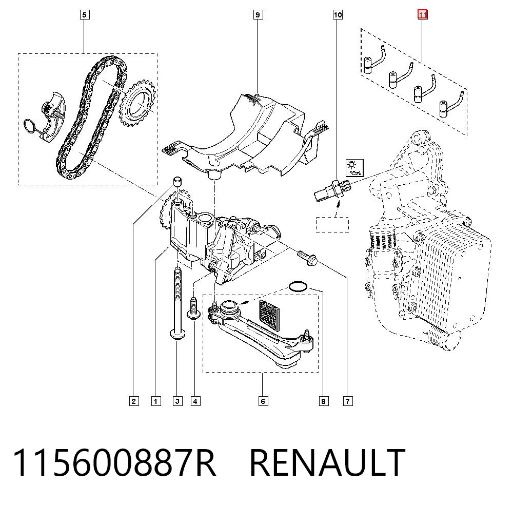 115600887R Renault (RVI) Wtryskiwacz olejowy