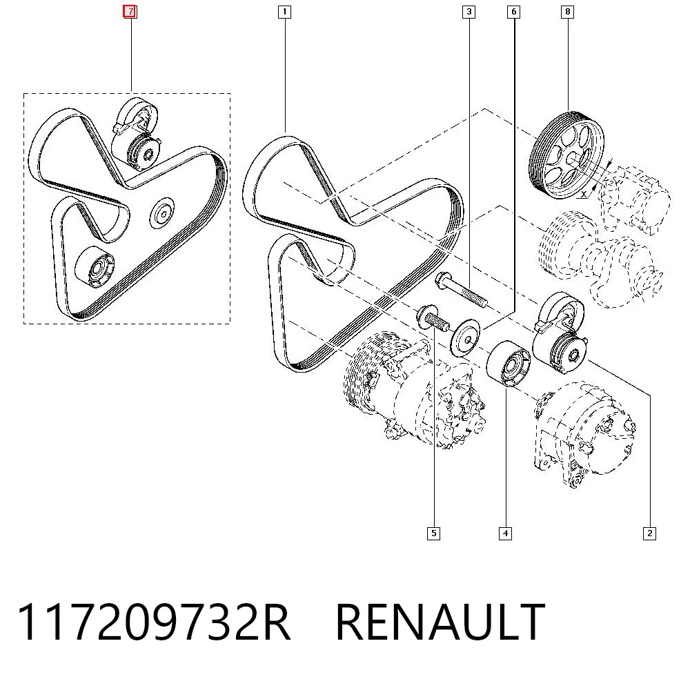 117209732R Renault (RVI) Pasek napędowy mechanizmów, zestaw