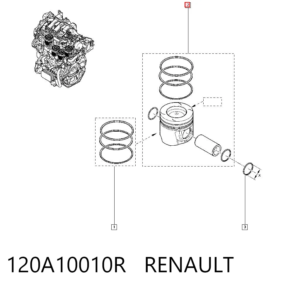  Tłok, komplet do jednego cylindru, STD Renault Megane 4