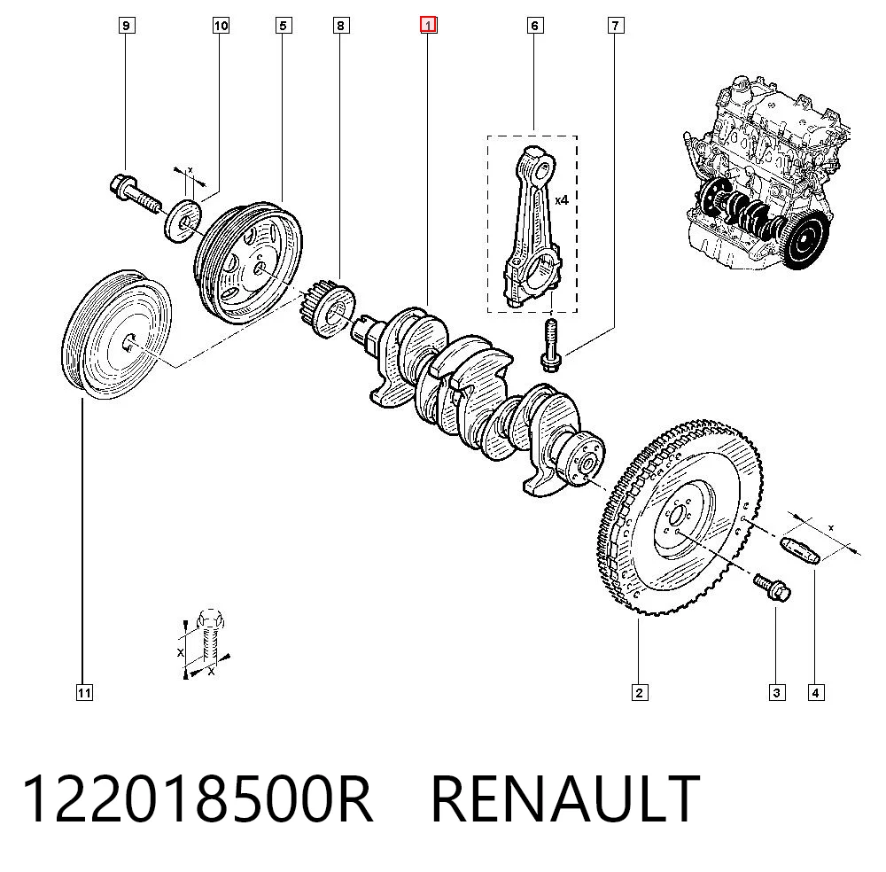 Wał korbowy silnika do Renault Clio SYMBOL LB0, LB1, LB2