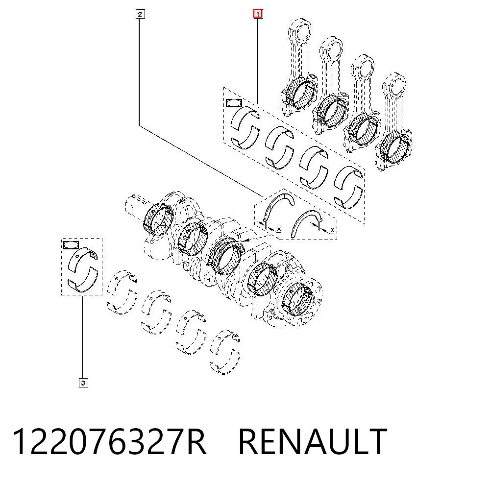 Panewki korbowodowe wału korbowego, zestaw, standardowe (STD) do Renault Master III FV