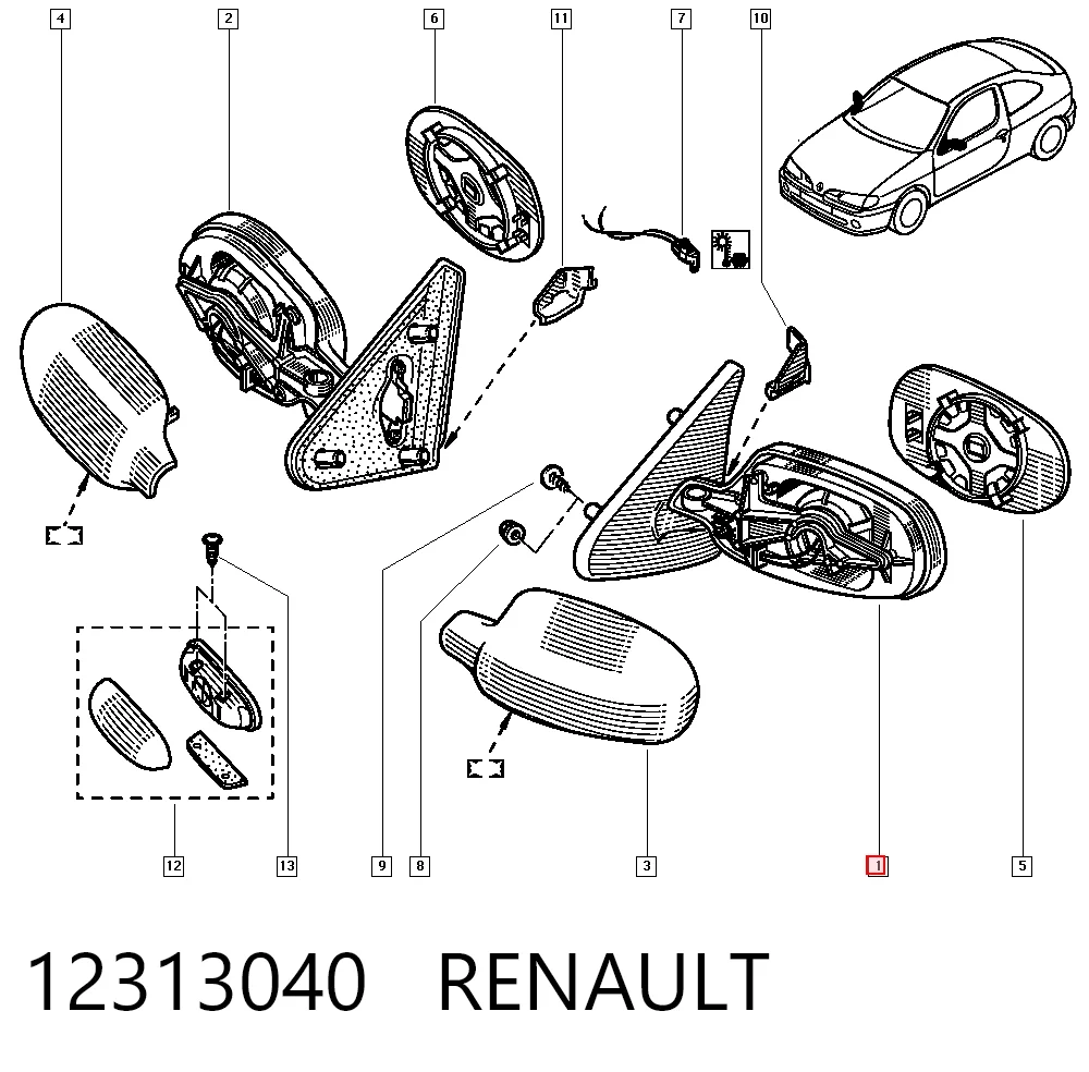 Do koszyka Lusterko wsteczne lewe Renault Megane I LA0, LA1