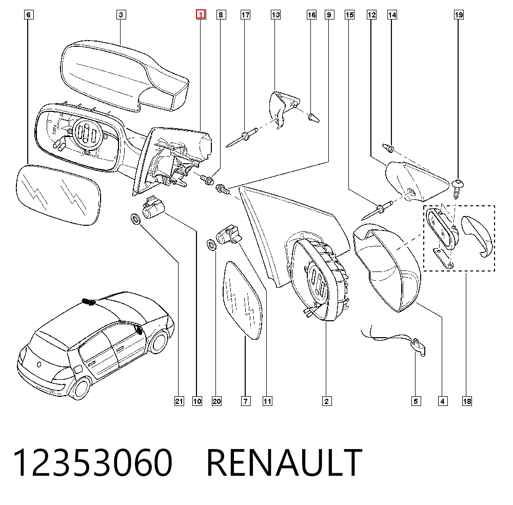  Lusterko wsteczne lewe Renault Megane 2
