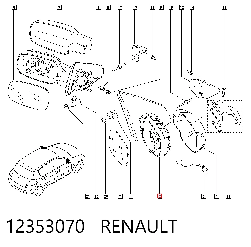 Lusterko wsteczne prawe Renault Megane II