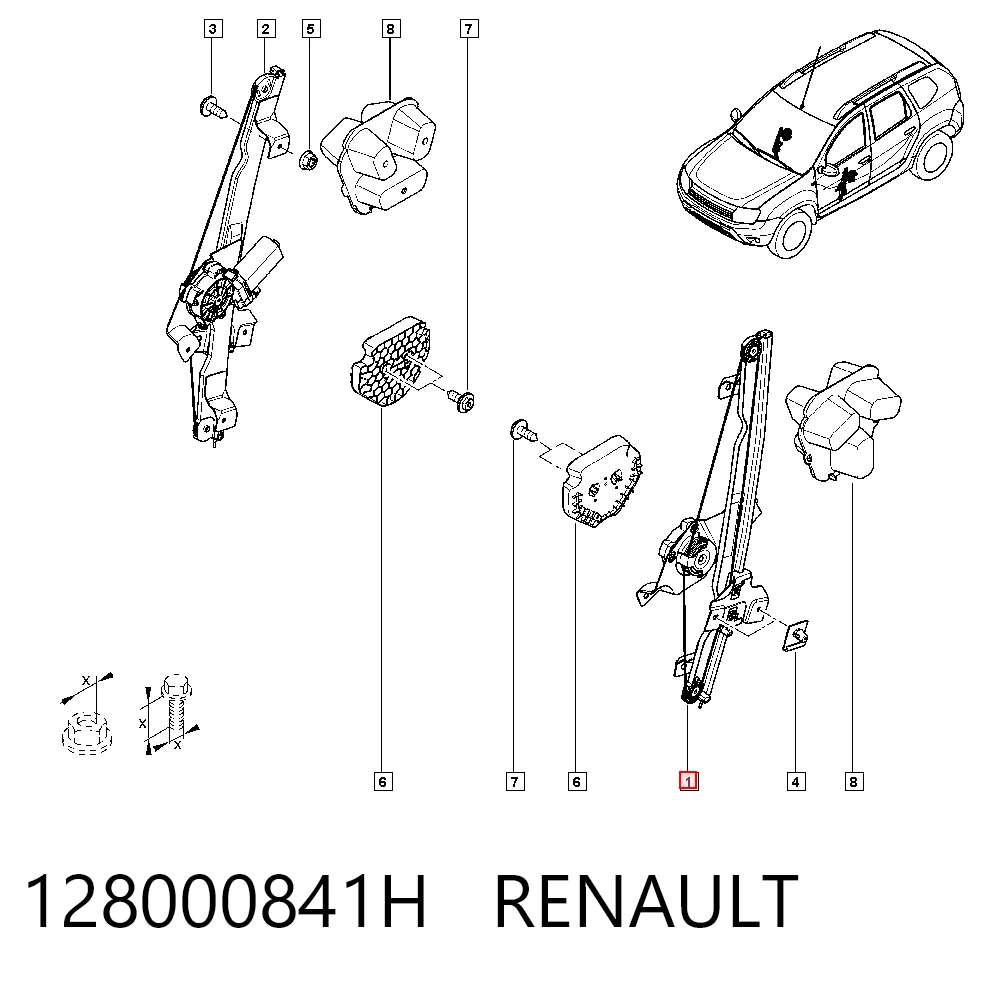 Mechanizm podnoszenia szyby drzwi przednich lewych Dacia Sandero I