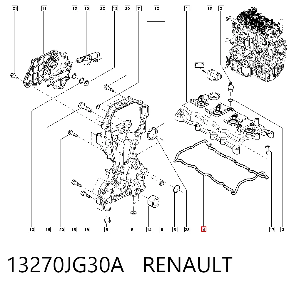 Uszczelka pokrywy zaworowej silnika Renault Koleos SUV (HY0) (2008 - 2026) cena, od 15,67 USD