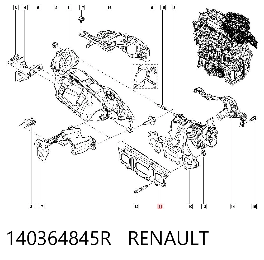 Do koszyka Uszczelka kolektora wydechowego Renault DUSTER II HM
