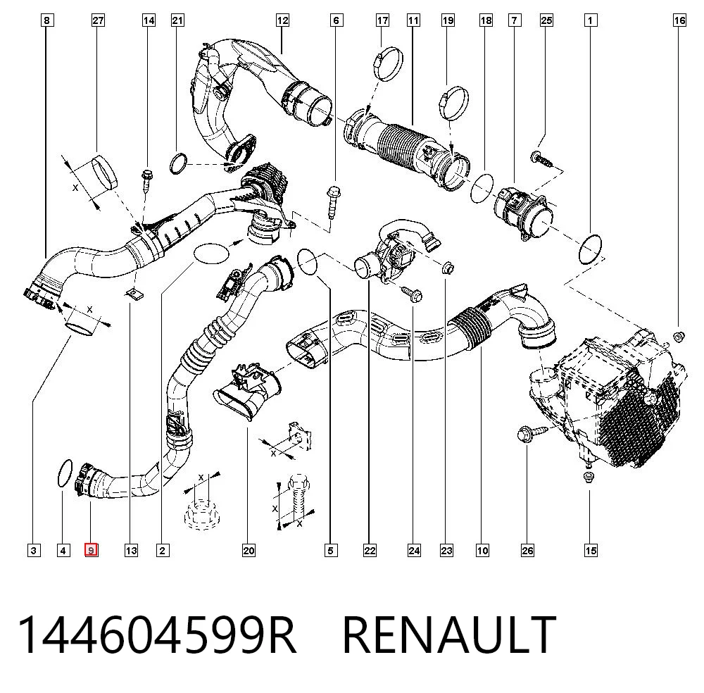 144604599R Renault (RVI) Przewód (króciec) intercoolera