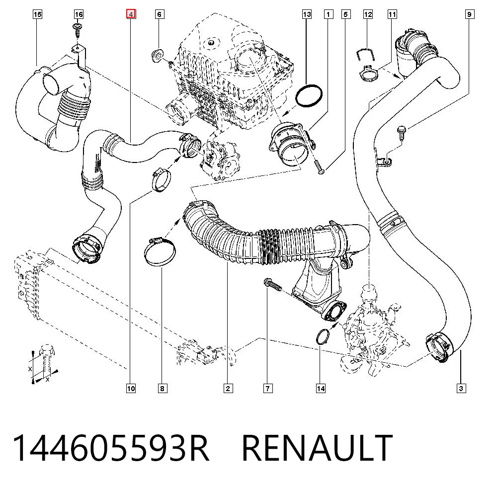 144605593R Renault (RVI) Przewód (króciec) intercoolera