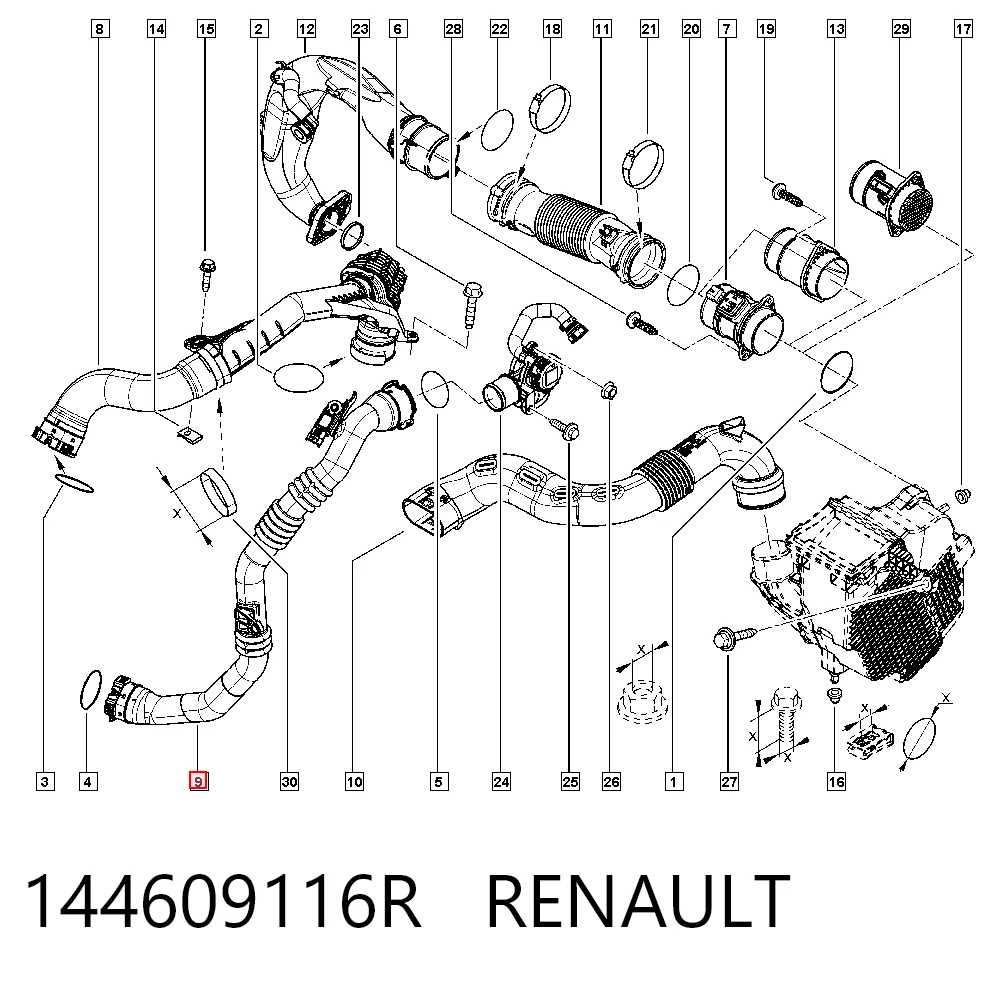 144609116R Renault (RVI) Przewód (króciec) intercoolera
