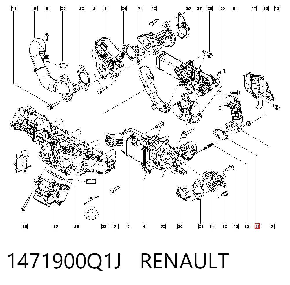 Uszczelka schładzacza EGR układu recyrkulacji spalin 95523620 Peugeot/Citroen