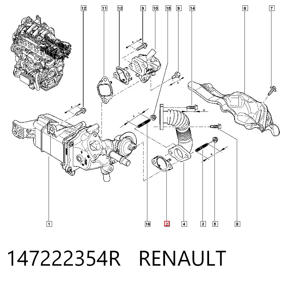 Uszczelka schładzacza EGR układu recyrkulacji spalin Peugeot/Citroen 95523620