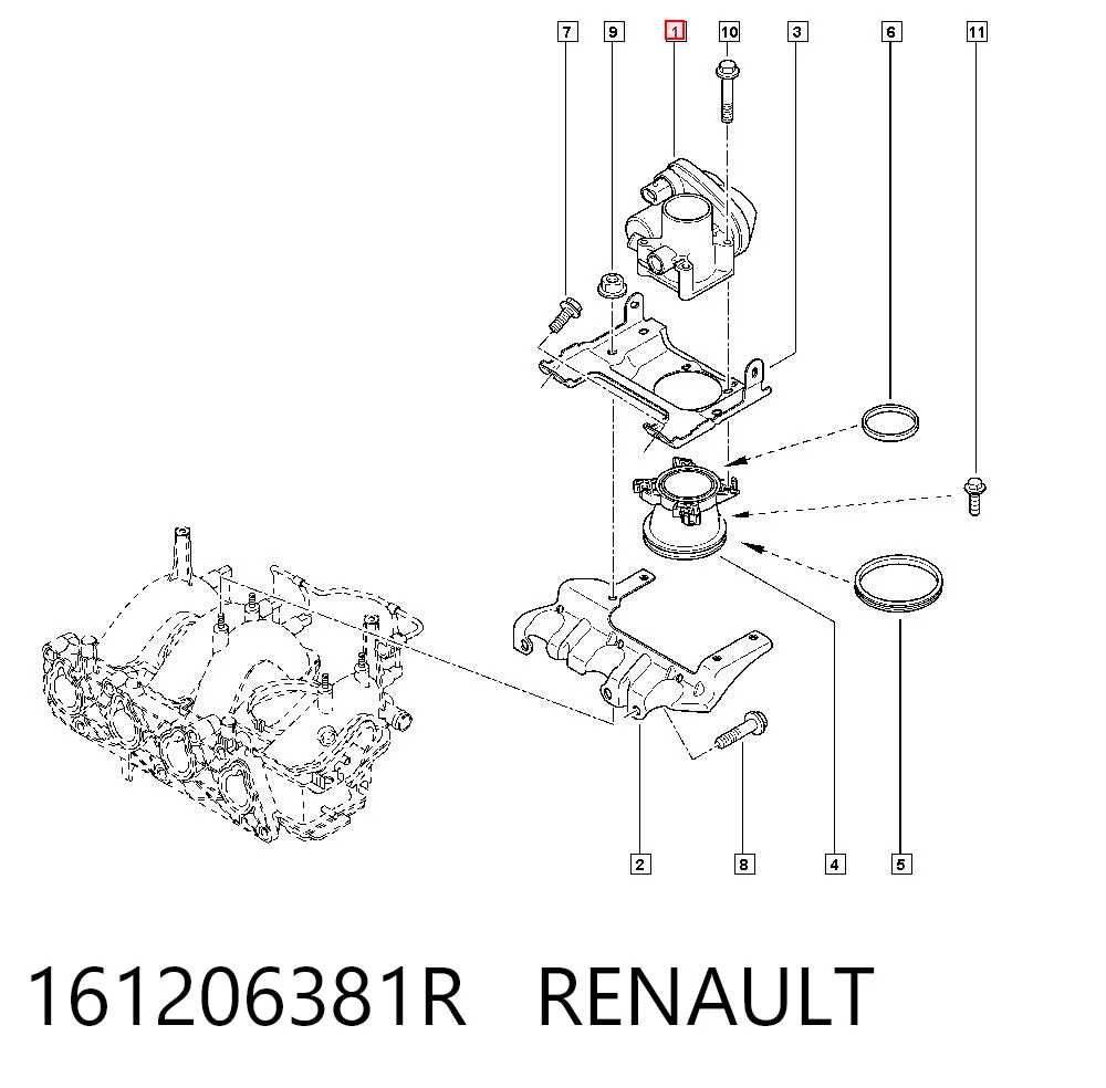 161206381R Renault (RVI) Przepustnica, komplet