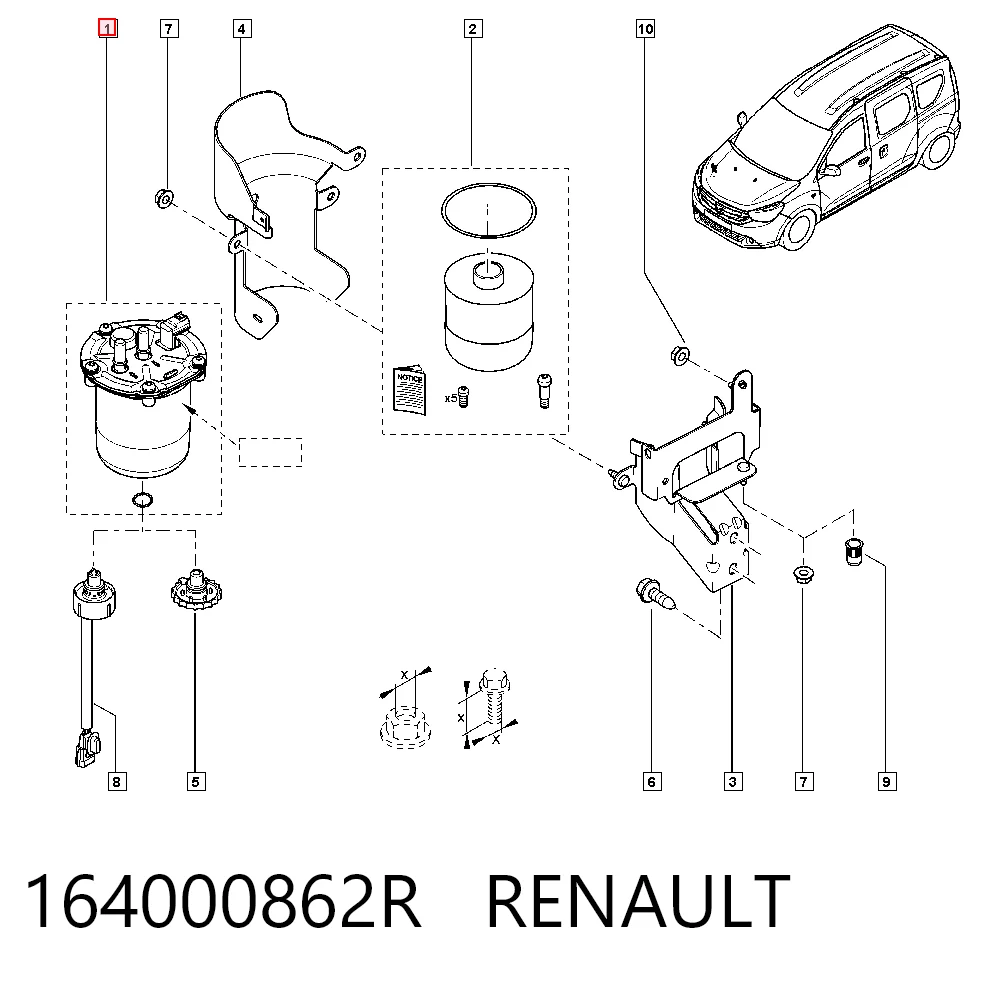 164000862R Renault (RVI) Obudowa filtra paliwa