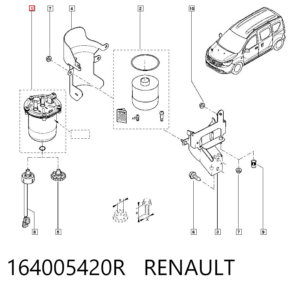 164005420R Renault (RVI) Obudowa filtra paliwa