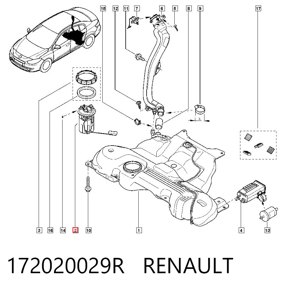 Do koszyka Moduł pompy paliwowej z czujnikiem poziomu paliwa Renault Fluence  B3