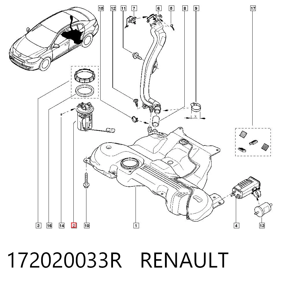 Do koszyka Czujnik poziomu paliwa w zbiorniku Renault Megane III KZ0, KZ1