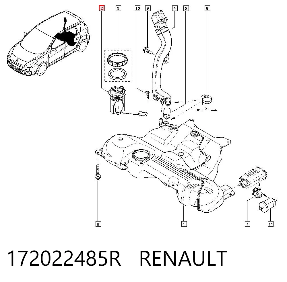 172022485R Renault (RVI) Moduł pompy paliwowej z czujnikiem poziomu paliwa