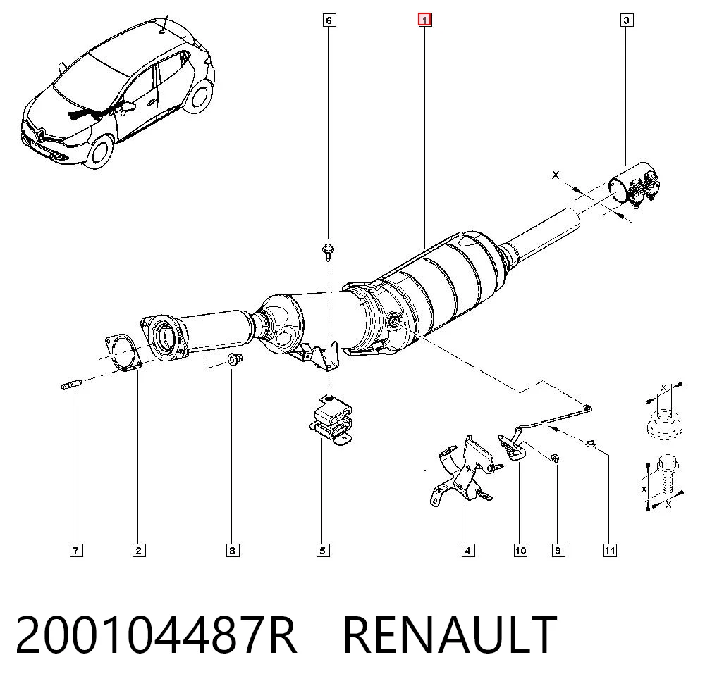 Filtr cząstek stałych układu wydechowego do Renault Clio III BR01, CR01