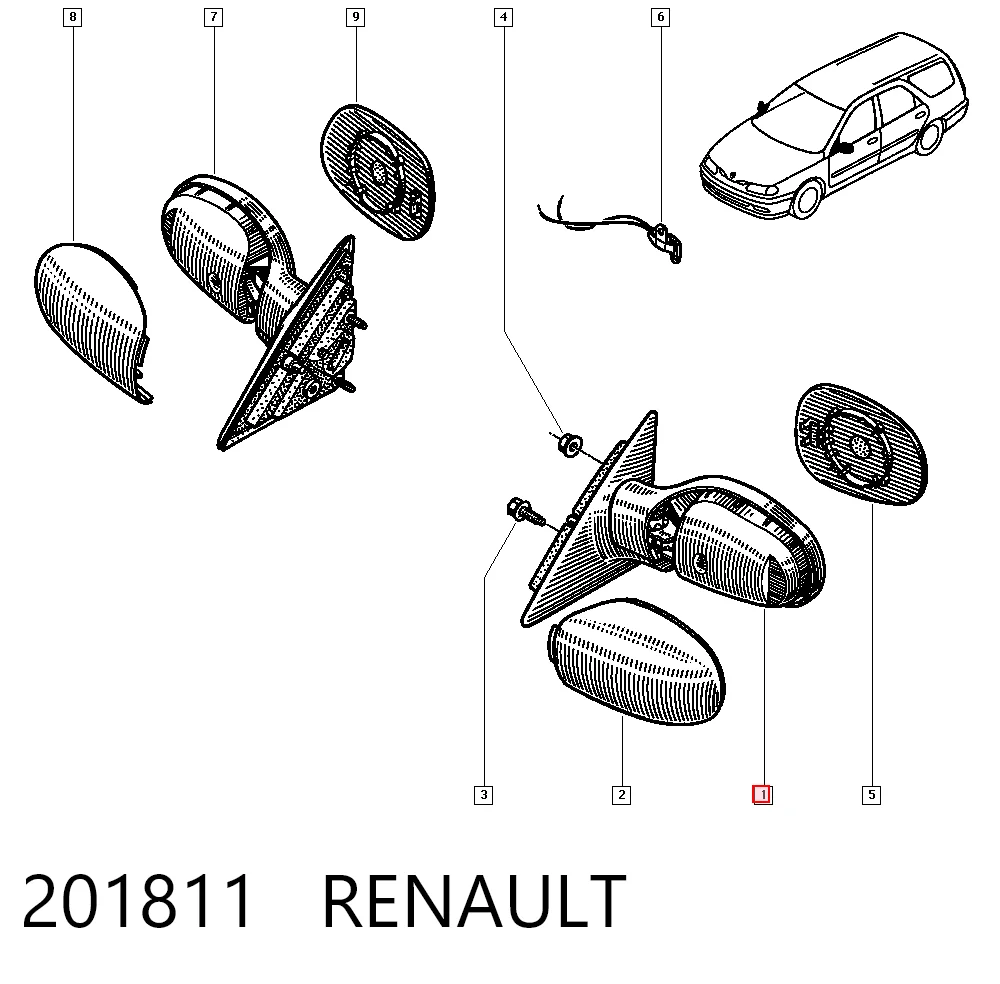 Lusterko wsteczne lewe do Renault Laguna I B56, 556