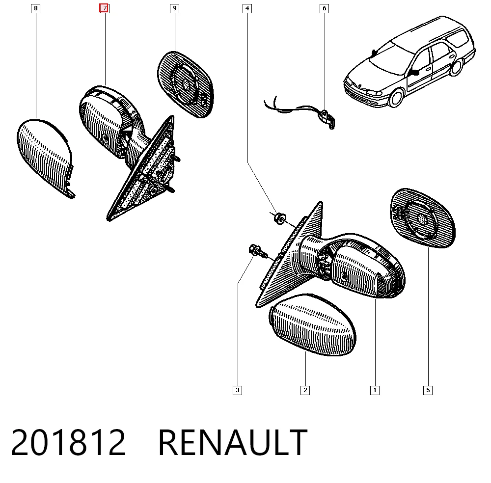 Lusterko wsteczne prawe do Renault Laguna I B56, 556