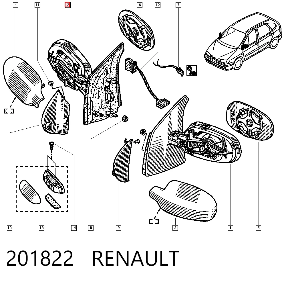 Lusterko wsteczne prawe Renault Scenic I