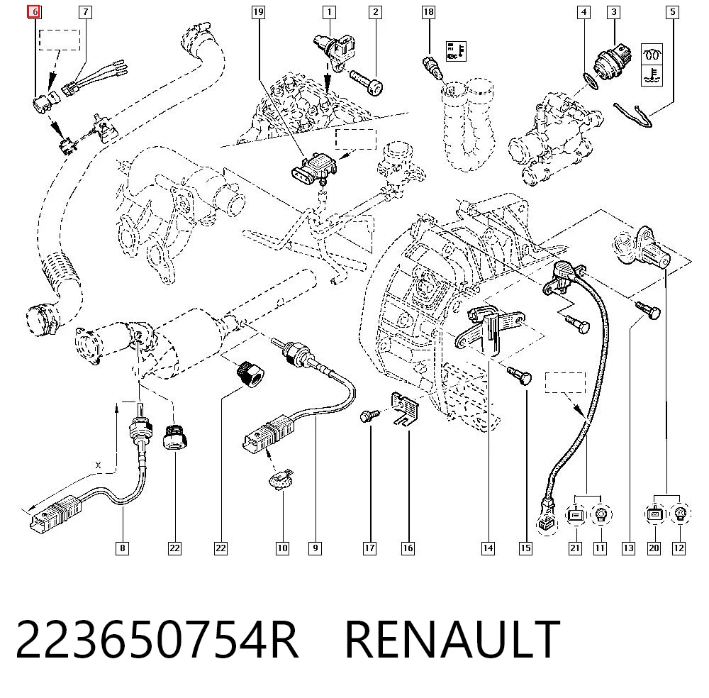 223650754R Renault (RVI) Czujnik ciśnienia w kolektorze ssącym, MAP