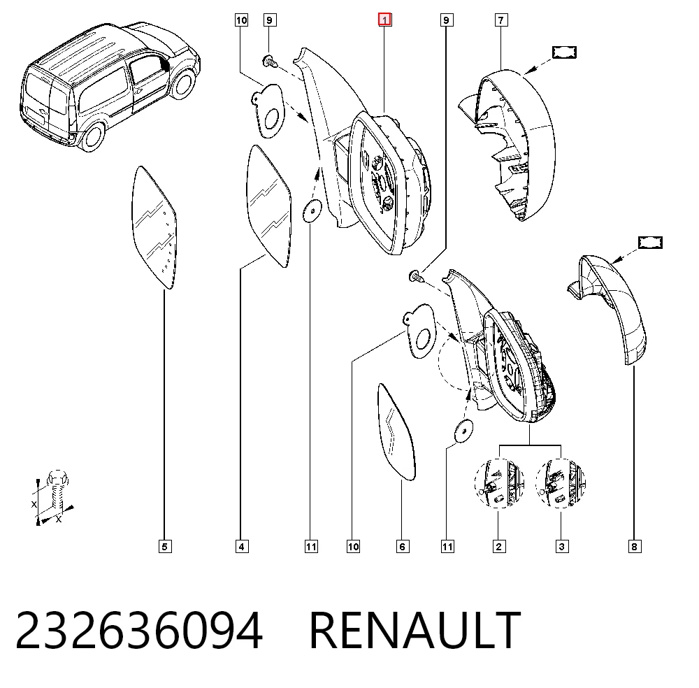  Lusterko wsteczne prawe Renault Kangoo 2