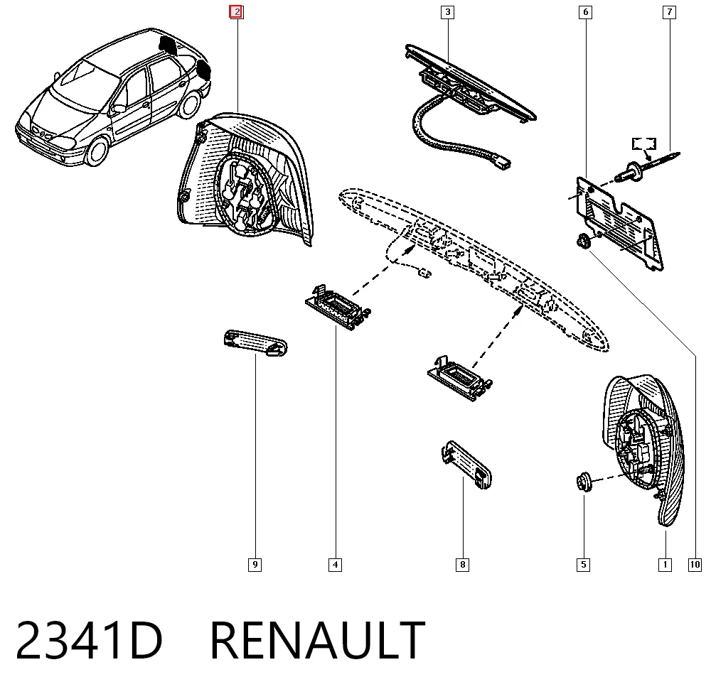 Lampa zespolona tylna prawa Renault Scenic I minivan (JA0, JA1, FA0) (1999 - 2003) cena, od 46,05 USD