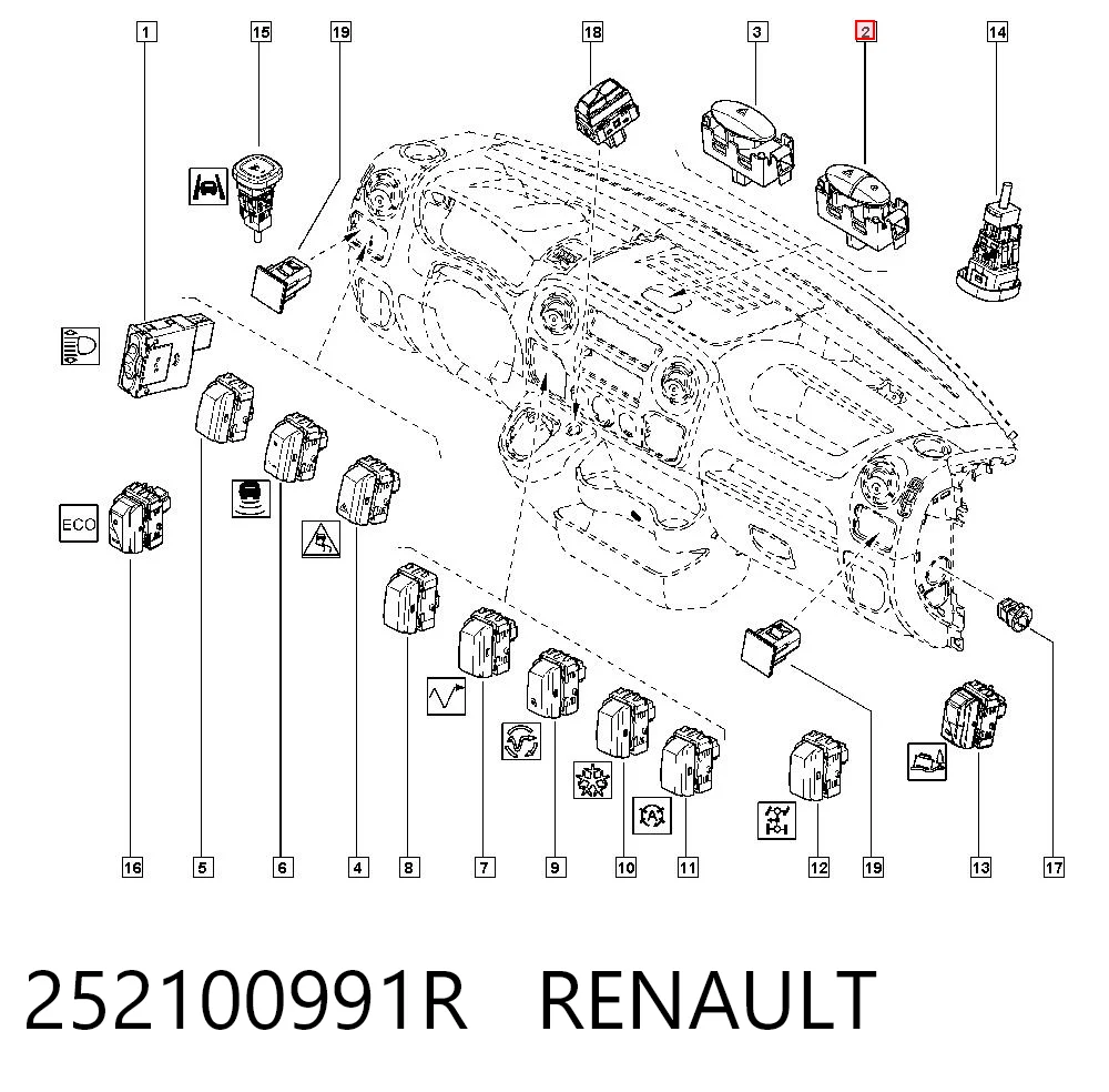 Do koszyka Przycisk włączania światła awaryjnego Renault Master III FV