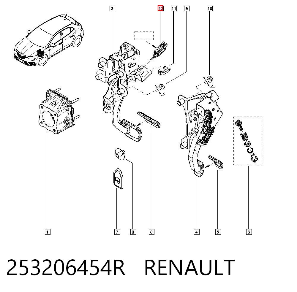 253206454R Renault (RVI) Czujnik włącznika świała stop
