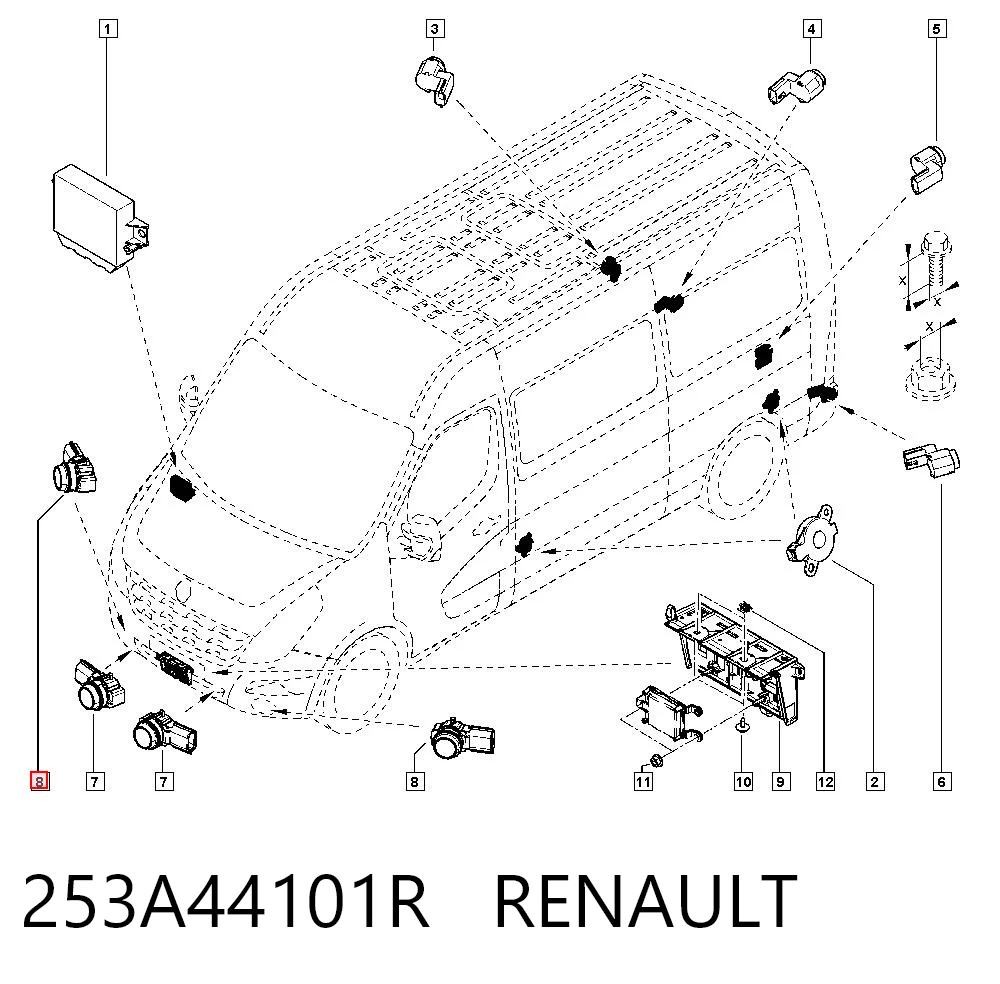 253A44101R Renault (RVI) Czujnik parkowania przedni/tylny boczny