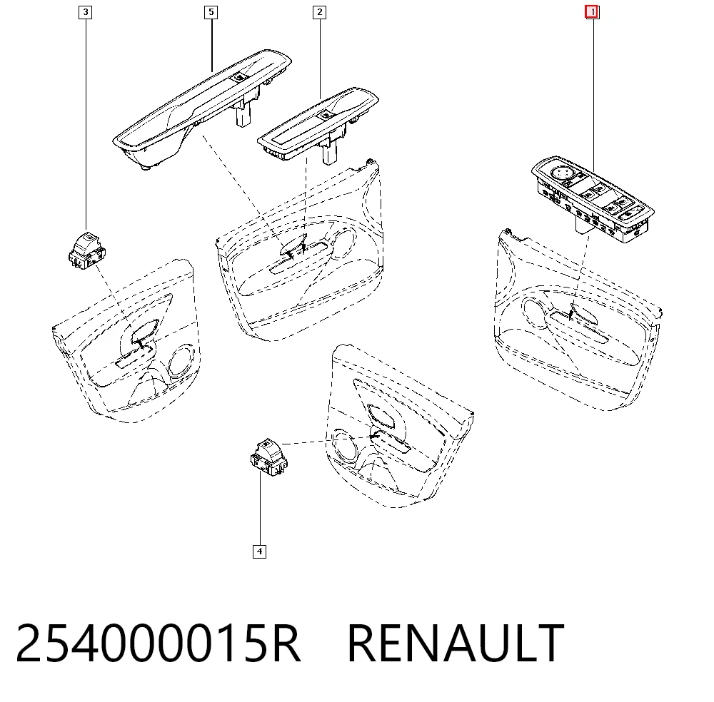 254000015R Renault (RVI) Panel przyciskowy sterowania podnośnikiem szyby przedni lewy