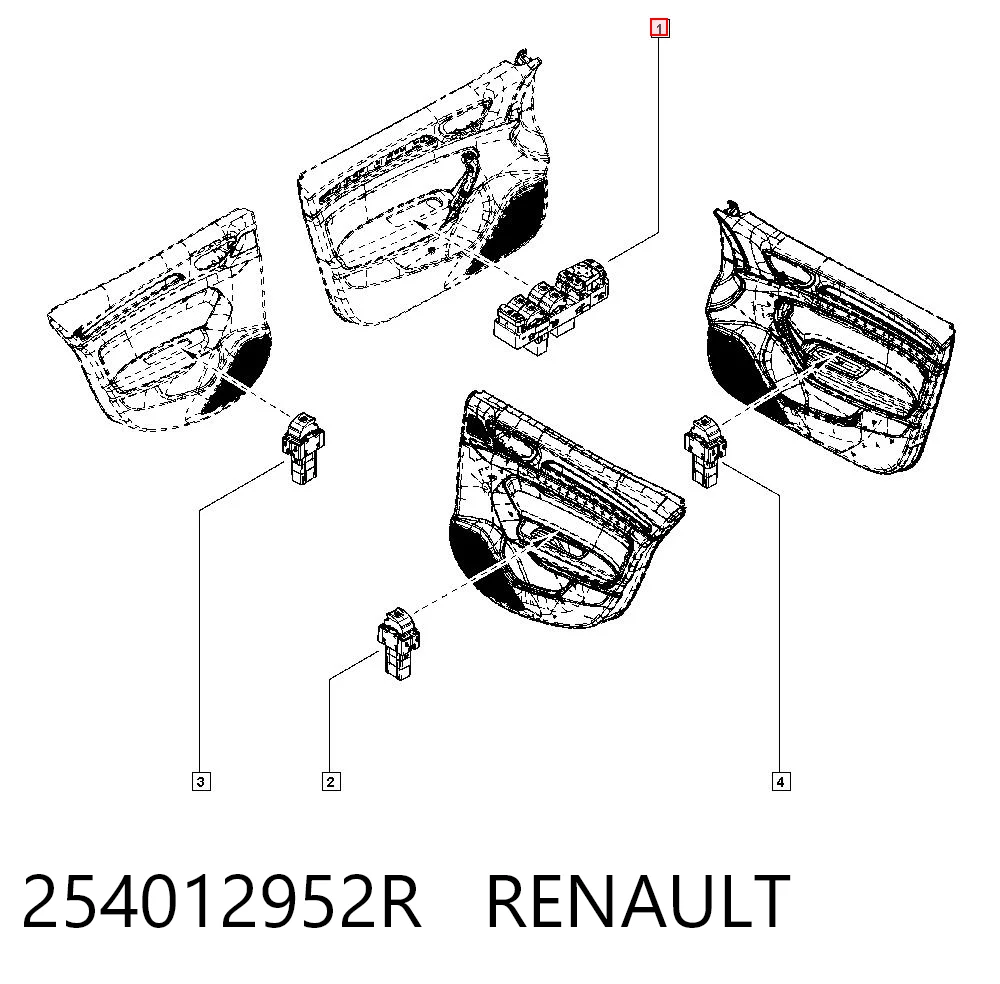 254012952R Renault (RVI) Panel przyciskowy sterowania podnośnikiem szyby przedni lewy