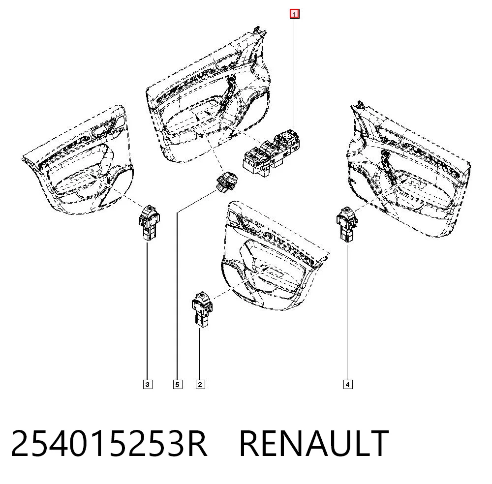 254015253R Renault (RVI) Panel przyciskowy sterowania podnośnikiem szyby przedni lewy