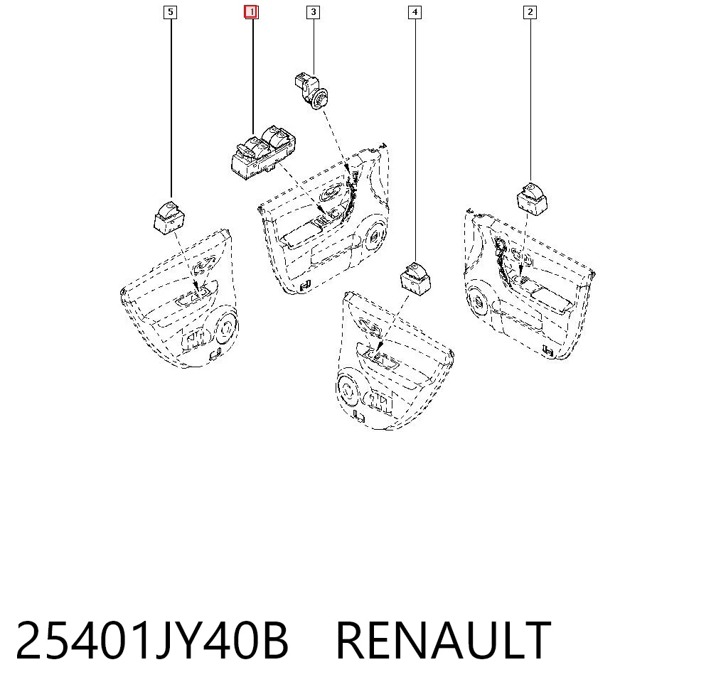 25401JY40B Renault (RVI) Panel przyciskowy sterowania podnośnikiem szyby przedni lewy