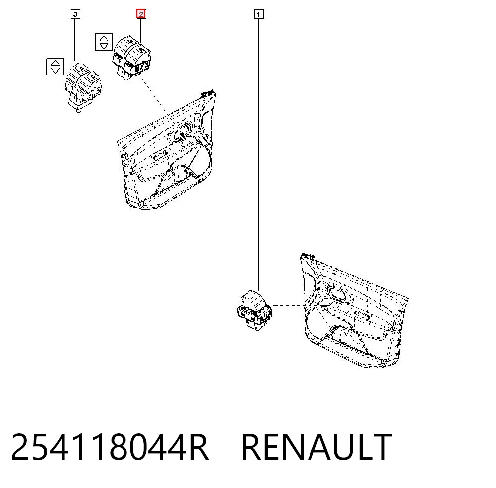 254118044R Renault (RVI) Panel przyciskowy sterowania podnośnikiem szyby przedni lewy