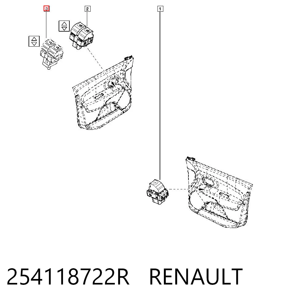 254118722R Renault (RVI) Panel przyciskowy sterowania podnośnikiem szyby przedni lewy