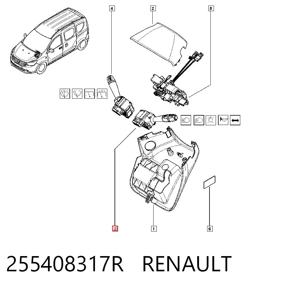 255408317R Renault (RVI) Przełącznik zespolony lewy