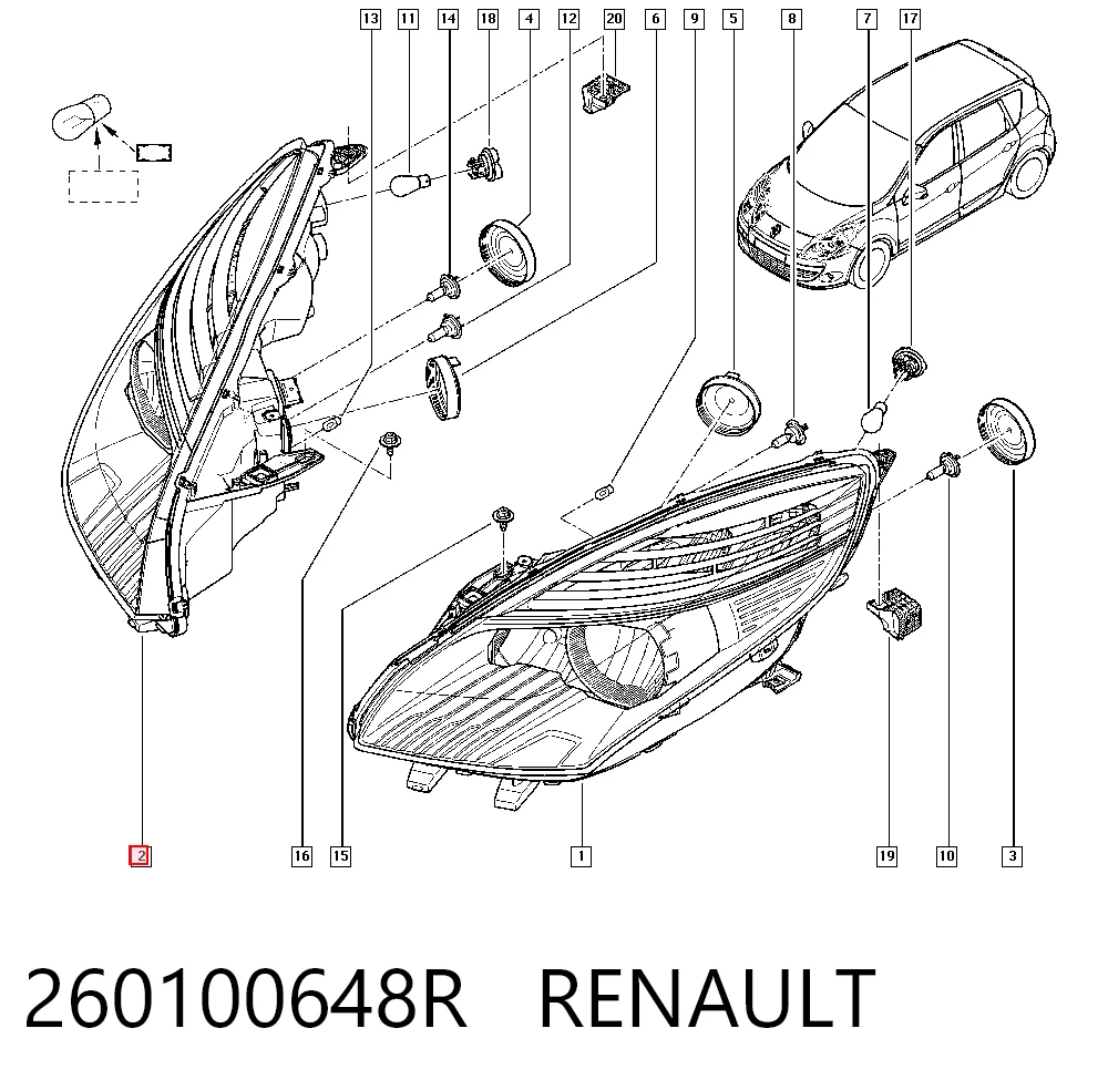 Reflektor prawy Renault Scenic GRAND III minivan (JZ0, JZ1) (2009 - 2016) cena, od 215,19 USD