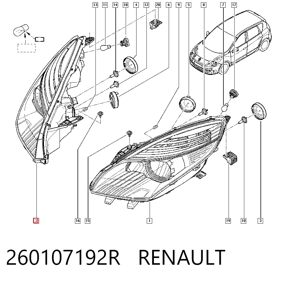 Do koszyka Reflektor prawy Renault Scenic GRAND III JZ0, JZ1