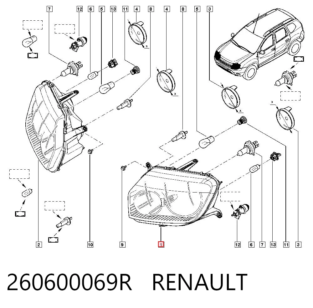 Reflektor lewy Dacia Duster 